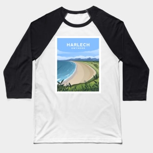 Harlech Beach, Gwynedd North Wales Baseball T-Shirt